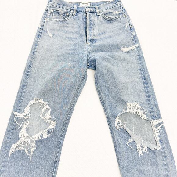 AGOLDE 90's Midrise Loose Fit Denim Distressed Ripped Jeans A069C-811 Size 25 - Picture 4 of 9